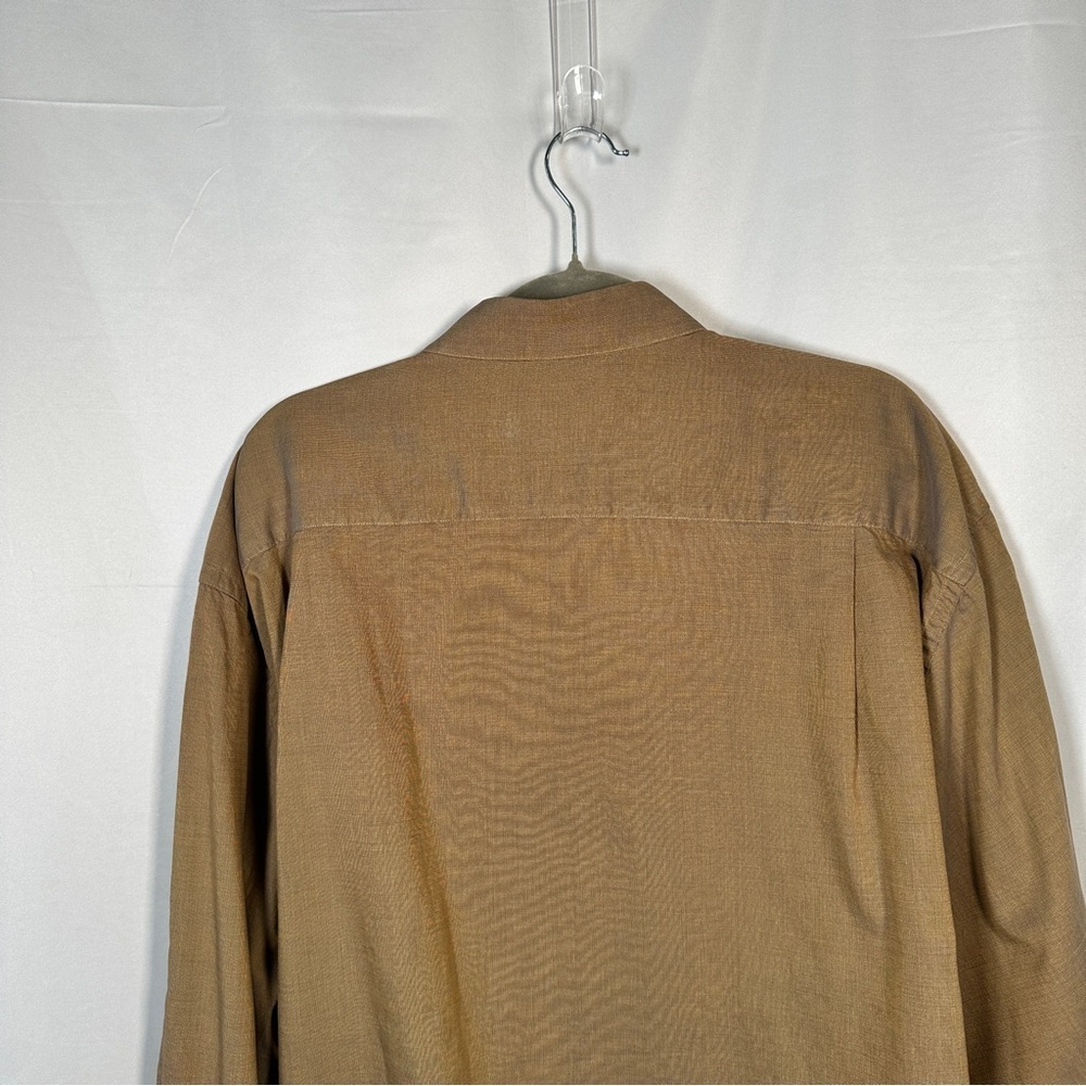 Principe Italian Cotton Dress Shirt Extra Fine Single Needle Camel Neutral XL - Picture 10 of 11